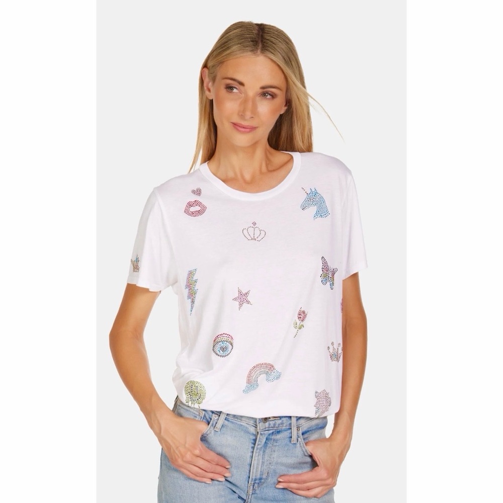 Lauren Moshi Crystal Fantasy Jeweled TShirt